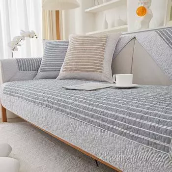 Хлопковый чехол для дивана в полоску с принтом для гостиной, нескользящий чехол для дивана в стиле ретро, универсальный чехол для дивана, четыре сезона, коврик для дивана, полотенце для дивана 70x70cm 1pcs