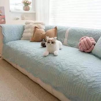 Хлопковый чехол для дивана во французском стиле, универсальное диванное полотенце для четырех сезонов, нескользящий, грязеотталкивающий, угловой чехол для дивана L-образной формы для гостиной A 70x70cm 1pc