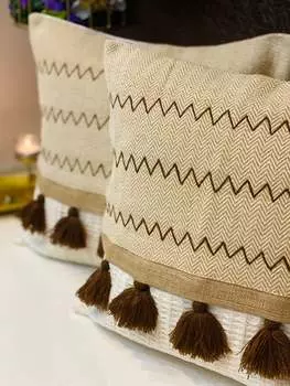 Хлопковый чехол для подушки с кисточками — 16*16 дюймов