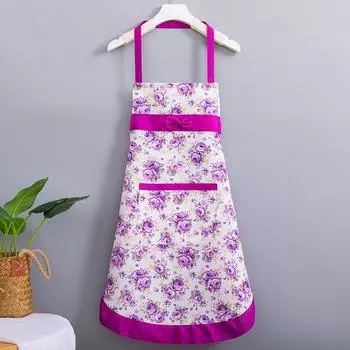 Хлопковый холст с цветочным принтом для женщин, кухонный маслостойкий фартук с карманами и регулируемым поясом, водонепроницаемый фартук без рукавов