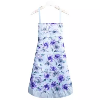 Хлопковый холст с цветочным принтом для женщин, кухонный маслостойкий фартук с карманами и регулируемым поясом, водонепроницаемый фартук без рукавов зелёный