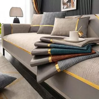 Хлопковый и льняной чехол для дивана, нескользящий роскошный универсальный четырехсезонный диван для гостиной, подлокотник, задний чехол для полотенец, тканевый чехол для дивана 70x70cm 1pcs бежевый