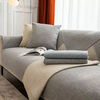 Хлопковый и льняной чехол для дивана, универсальный чехол на четыре сезона для гостиной, утолщенный Нескользящий чехол для диванной подушки, мебельный пылезащитный чехол 70x70