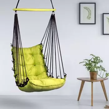 Хлопковый качающийся гамак, подвесное кресло-качалка/качели-гамак для взрослых и детей/качели для внутреннего использования на открытом воздухе, в саду и патио/прочный портативный Jhula - зеленый 60.9L x 58.4W Centimete