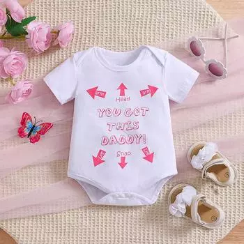 Хлопковый комбинезон для девочки «Ты получил этого папочку! Боди с коротким рукавом и принтом Комбинезон 1-3M