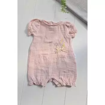 Хлопковый комбинезон для маленьких девочек из муслиновой ткани с цветочной вышивкой