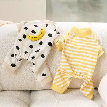 Хлопковый комбинезон в полоску Kawaii Pet, одежда для маленьких собак, пижама с рисунком из мультфильма для собак, чихуахуа, котенка, щенка, девочки, рубашка для собак XS