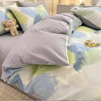 Хлопковый комплект из трех предметов в скандинавском стиле, комплект из четырех предметов, комплект из четырех предметов, пододеяльник из чистого хлопка, простыня 1.2m bed sheet 3pcs