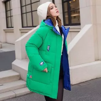 Хлопковый костюм, двусторонняя одежда, синее пальто плюс толстый студенческий хлопковый костюм, костюм для пары XXL белый