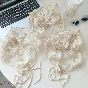 Хлопковый льняной кружевной треугольный шарф для женщин на весну, осень и лето, маленький цветочный маленький шарф, украшение на голову, тонкий стильный шелковый шарф 40*40*62cm