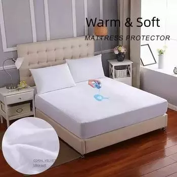 Хлопковый махровый водонепроницаемый наматрасник, дышащий чехол на кровать для дома, спальни, эластичная простыня для короля, королевы, размер 140/160 см 80x200x35cm белый
