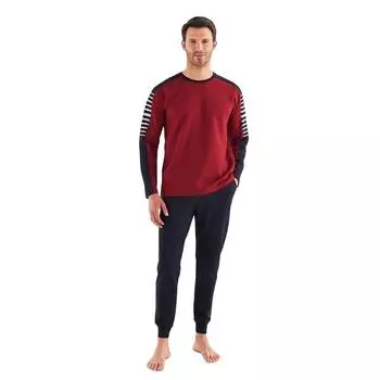 Хлопковый мужской пижамный костюм до щиколотки Mod Collection с нулевым воротником