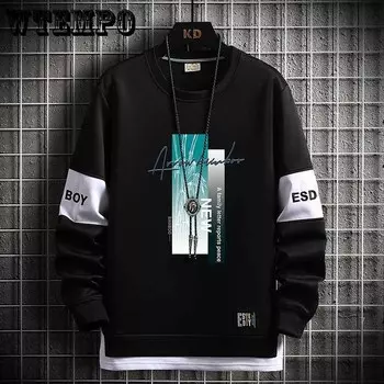 Хлопковый мужской свитер с длинными рукавами, весенне-осеннее пальто, мужская свободная футболка для молодых студентов, мужская футболка XXXL белый