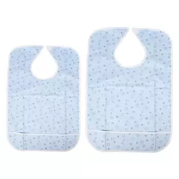 Хлопковый нагрудник для взрослых с синим цветочным узором и крючком и петлей, нагрудник для сбора крошек, нагрудник для ловли еды для взрослых, для The Eld 17.7in Wide and 25.6in Long