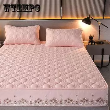 Хлопковый наматрасник, цельное кружевное покрывало, мягкое, стеганое, приятное для кожи, защита для матраса Simmons 120x200cm