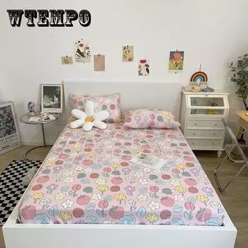 Хлопковый наматрасник с принтом для спальни для девочек, цельный универсальный противоскользящий защитный чехол для матраса 180x200cm