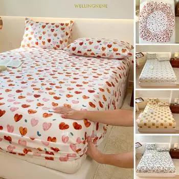 Хлопковый наматрасник типа А с цветочным принтом на подкладке из простыни (Нет наволочки) 90x200cm