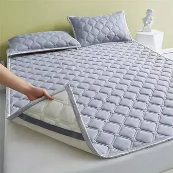 Хлопковый одноместный двойной нескользящий коврик для отеля, тонкий защитный коврик для матраса, студенческая кровать в общежитии, наматрасная подушка с хлопковой подкладкой 90x200cm 1pc