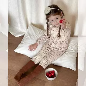 Хлопковый пижамный комплект для детей унисекс - Домашняя одежда с мультяшным принтом 100 светло-розовый