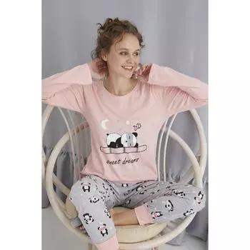 Хлопковый пижамный комплект с длинными рукавами