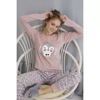 Хлопковый пижамный комплект с длинными рукавами