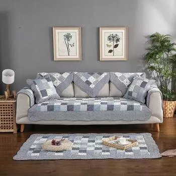 Хлопковый плед на диване Fundas Sofas De Dos Y Tres Plazas Чехлы для диванов Квадратная спинка с цветочным принтом Кресло Диван Шезлонг Чехол Гостиная 70x70