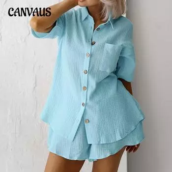 Хлопковый простой повседневный удобный кардиган пижамный костюм крутые шорты с коротким рукавом женская домашняя одежда S абрикосовый