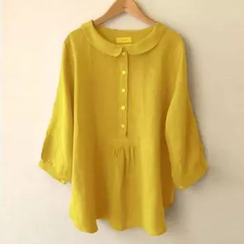 Хлопковый пуловер с вырезом японской куклы, однотонный топ в стиле Харадзюку, повседневная женская рубашка с семью рукавами, большие размеры XXXXXL чёрный