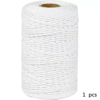 Хлопковый шпагат мясника 330 футов 2 мм для приготовления пищи, безопасности пищевых продуктов, ремесел, пекаря, кухни, мясника, мяса индейки, колбасы, выпечки, подарочная упаковка, садоводства 1 pcs/100m белый