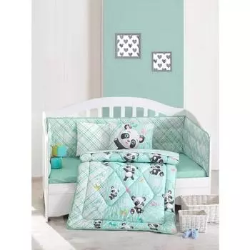 Хлопковый спальный комплект Panda Mint
