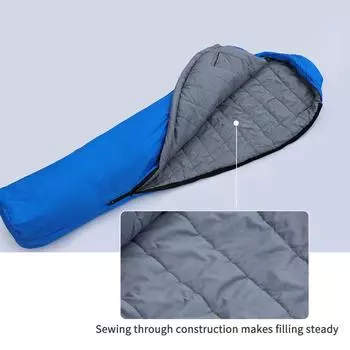 Хлопковый спальный мешок для кемпинга на 3 сезона, дышащий, водоотталкивающий, ветрозащитный, портативный, легкий, походный спальный мешок синий