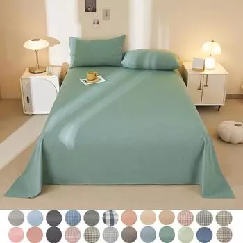 Хлопковый стираный хлопок, однотонное постельное белье в клетку, комплект из трех предметов: летняя простыня и наволочка 120*210cm