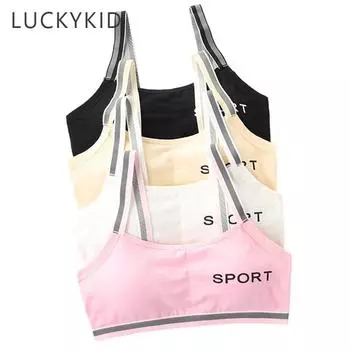 Хлопковый студенческий бюстгальтер с тонкими бретелями для девочек, нижнее белье, топы для подростков, нижнее белье, детская спортивная тренировочная майка для детей One size