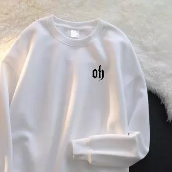 Хлопковый свитер с круглым вырезом для мальчиков на весну, осень и зиму, новая модная брендовая повседневная свободная рубашка, верхняя одежда M