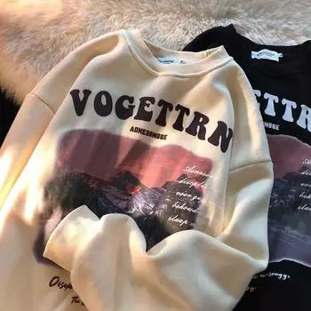 Хлопковый свитер, женский осенне-зимний мягкий теплый свободный свитер с круглым вырезом, повседневные универсальные топы с принтом S белый