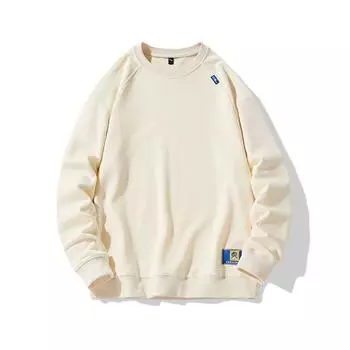 Хлопковый свитшот мужской, весенне-осенний, повседневный, круглый вырез, однотонный, с открытыми плечами, модный свитшот S