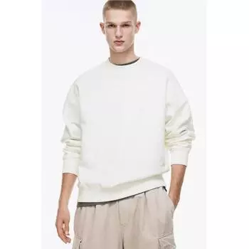 Хлопковый свитшот оверсайз HM, белый