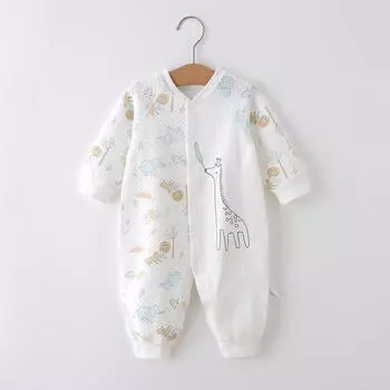 Хлопковый трехслойный теплый детский комбинезон - Стеганый комбинезон для новорожденных на весну для прогулок и ползания 59 (0-3 months)