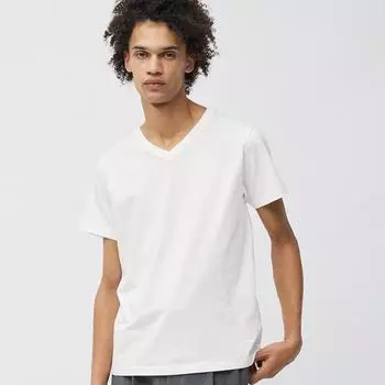 Хлопковый воротник GU by Uniqlo, v-образный вырез, футболка с короткими рукавами +E 68 BLUE/M