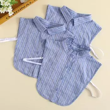 Хлопковый воротник-подделка для женщин, универсальная декоративная поддельная рубашка, поддельный воротник с деревянным краем уха, белая рубашка, поддельный воротник для женщин B305