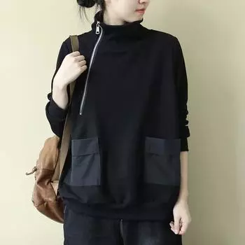 Женский зимний свободный свитер из хлопка больших размеров с длинными рукавами и утолщенным круглым вырезом, повседневная рубашка, верхние топы L