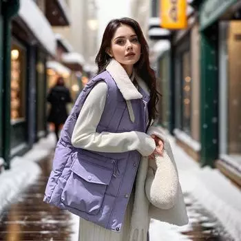 Хлопковый жилет из овечьей шерсти с начесом, женский хлопковый жилет с утолщенной талией, теплый жилет, куртка M