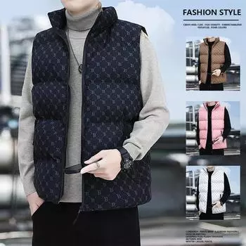 Хлопковый жилет, мужская осенне-зимняя модная куртка без рукавов с открытыми плечами, молодежная утолщенная теплая хлопковая одежда, майка M белый