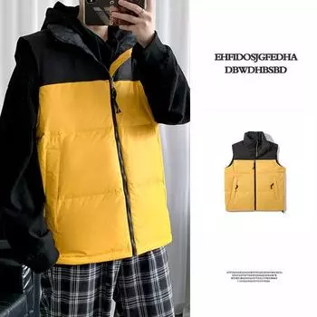 Хлопковый жилет мужской молодежный теплый жилет в гонконгском стиле без рукавов куртка F812 M оранжевый