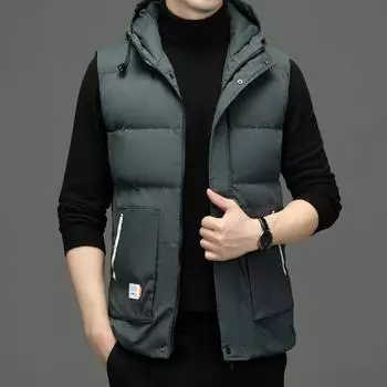 Хлопковый жилет мужской новый осенне-зимний модный тренд жилет весенне-осенний пуховик L