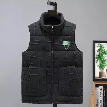 Хлопковый жилет мужской осенне-зимний новый вельветовый жилет теплый рабочий хлопковый жилет пара безрукавка M чёрный