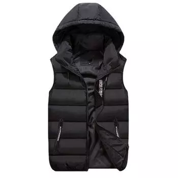 Хлопковый жилет, мужской осенне-зимний утолщенный теплый жилет с капюшоном, цветной жилет с вышивкой XXXL красный