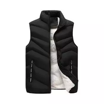 Хлопковый жилет с карманами, мужской хлопковый жилет без рукавов с воротником-стойкой, плюшевой подкладкой, застежкой-молнией, однотонный жилет L оранжевый