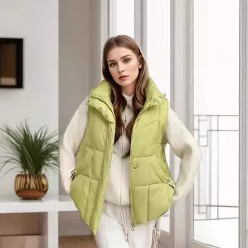 Хлопковый жилет женская верхняя одежда европейская станция осень-зима повседневный свободный без рукавов утолщенный теплый однотонный хлопковый жилет M