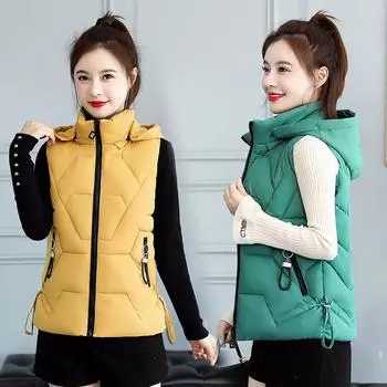 Хлопковый жилет женский короткий корейский вариант осенне-зимний жилет тонкий пуховый жилет с хлопковой подкладкой студенческий жилет утолщенная куртка прилив M чёрный